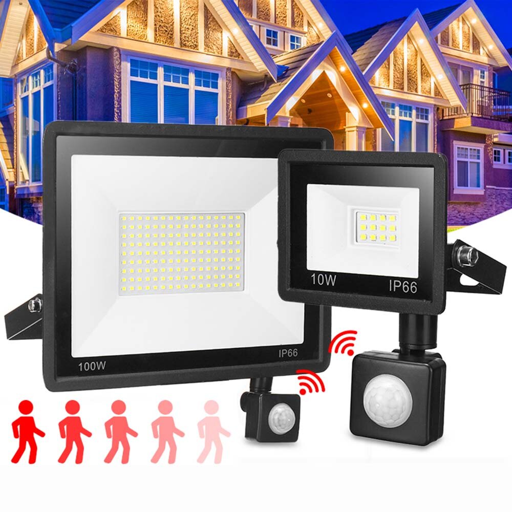 20W/30W/50W/100W LED FloodLight PIR Motion Sensor Refletor LED Flood Light à prova d'água IP66 Spotlight Wall Outdoor Lighting