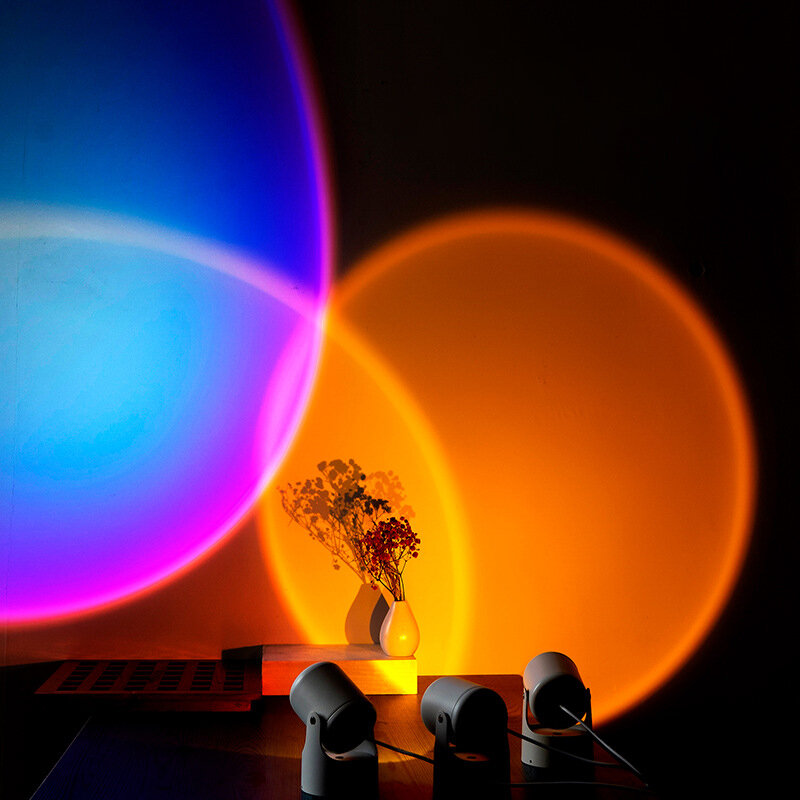 Zonsondergang Projector Lamp Regenboog Sfeer Led Nachtlampje voor Thuis Slaapkamer Koffie Winkel Achtergrond Wanddecoratie USB Tafellamp