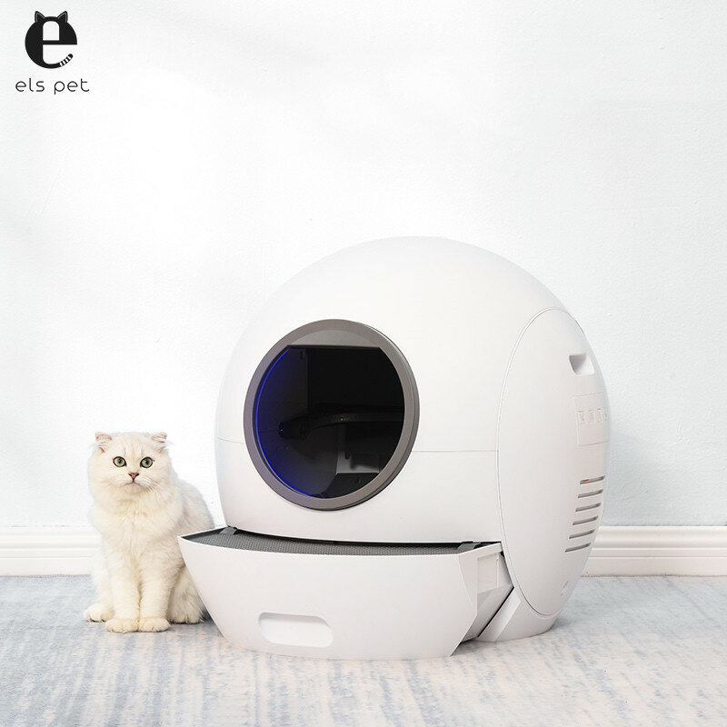 Elspet 4L Smart Cat Toilet Automatic Self Cleaning Cat Toilet EnClosed Pet Tray Cat Litter Box Automatic Smart APP Remot