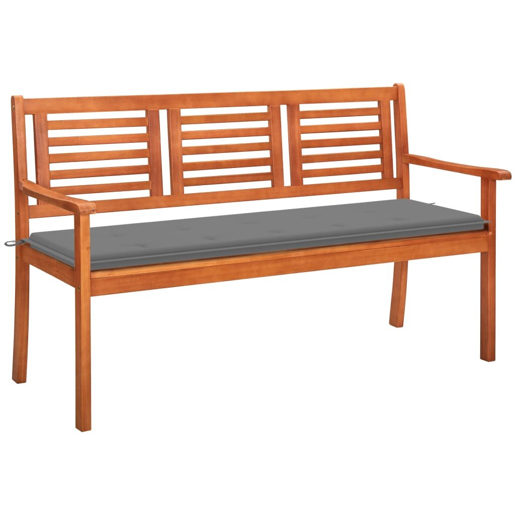 

3-Seater Garden Bench with Cushion 59.1" Solid Eucalyptus Wood