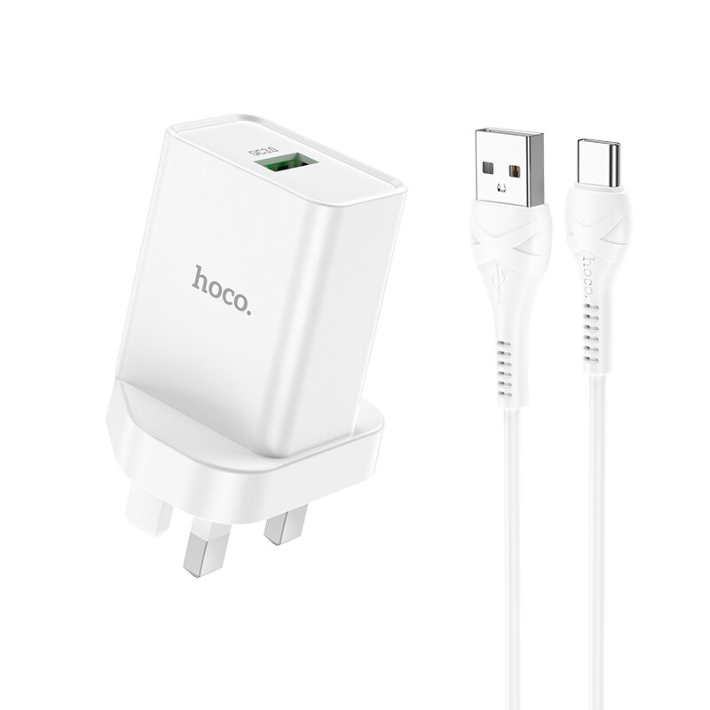 HOCO NK5 18W Enkele USB-oplader Snel opladen Wall Charger Adapter UK Plug Voor iPhone 13 Pro Max 13 