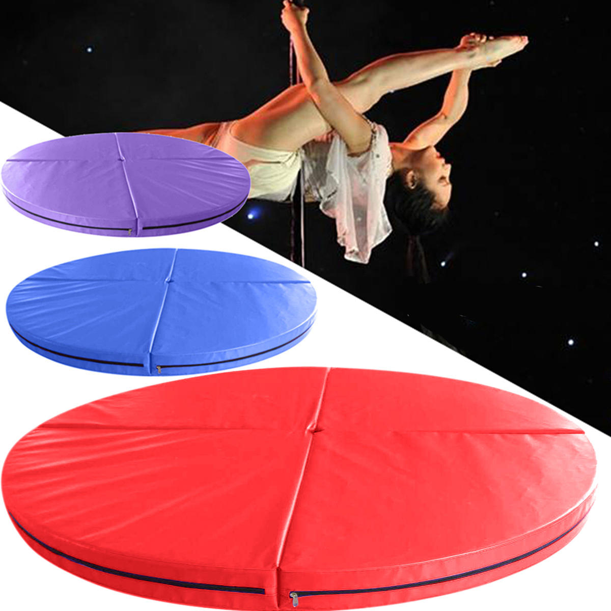 ürkçe: 47x3,9 inç 4 katlanabilir direk dansı güvenlik matı Jimnastik Fitness Yoga Zemin Ped.