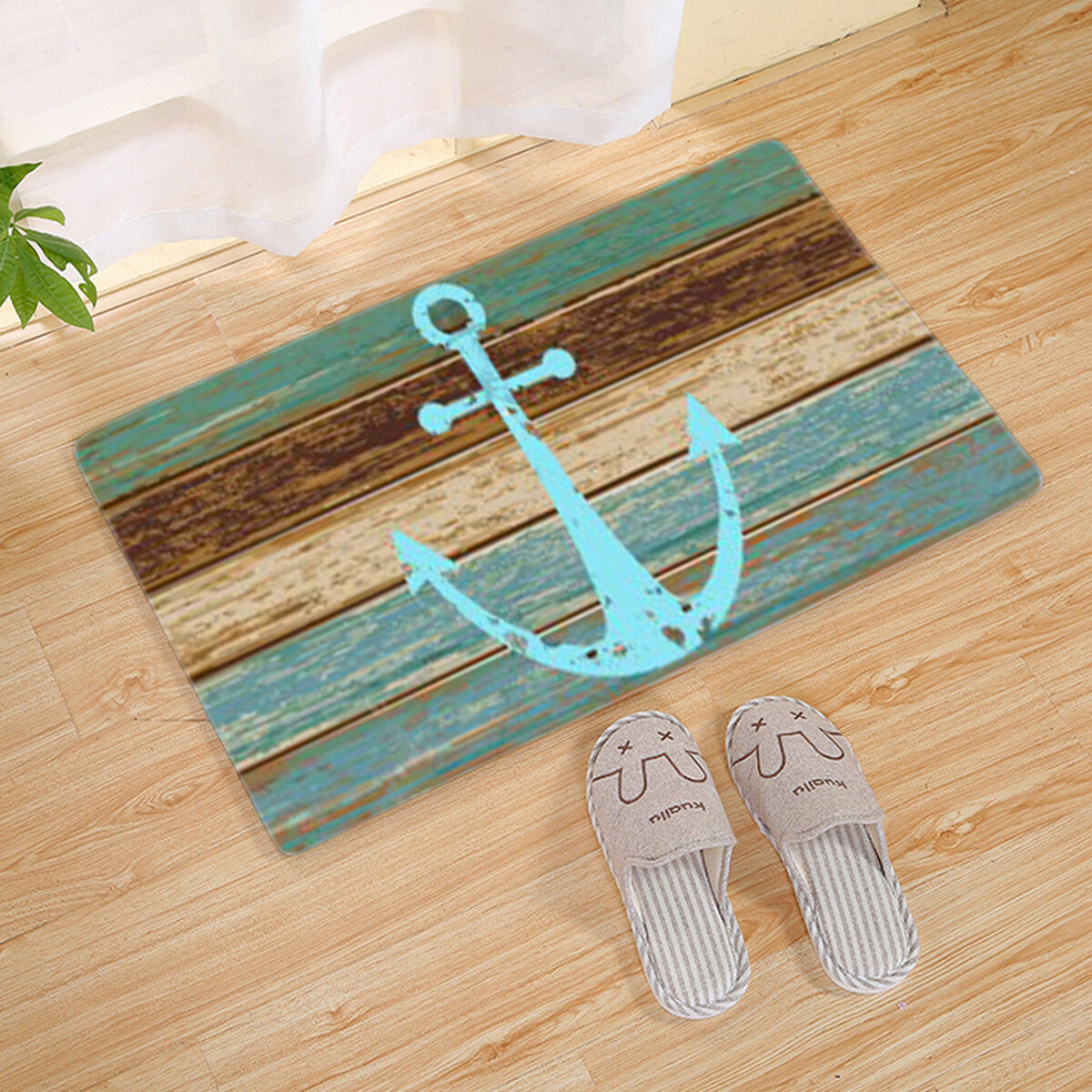 

Vintage Retro Natutical Anchor Floor Mat Non-slip Rug Entrance Doormat For Bathroom Kitchen Living Room