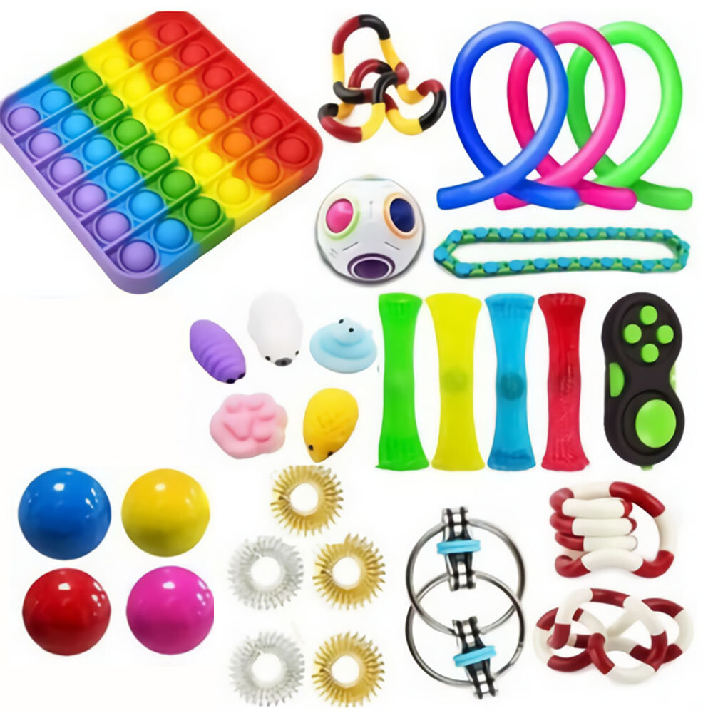 21/29pcs Fidget Toys Sensory Set Anti Stress Fidget Bubble Toys Decompression Artifact Hand Puzzle Toys For Kid Adults
