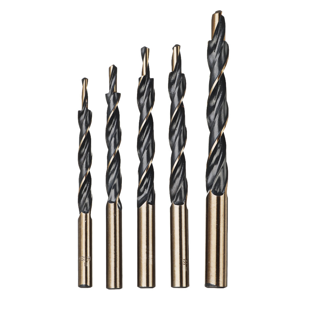 

Drillpro 5Pcs Cobalt Drill HSS-Co Twist Step Drill Bits for Manual Pocket Hole Jig Master Woodworking Metal Stainless St