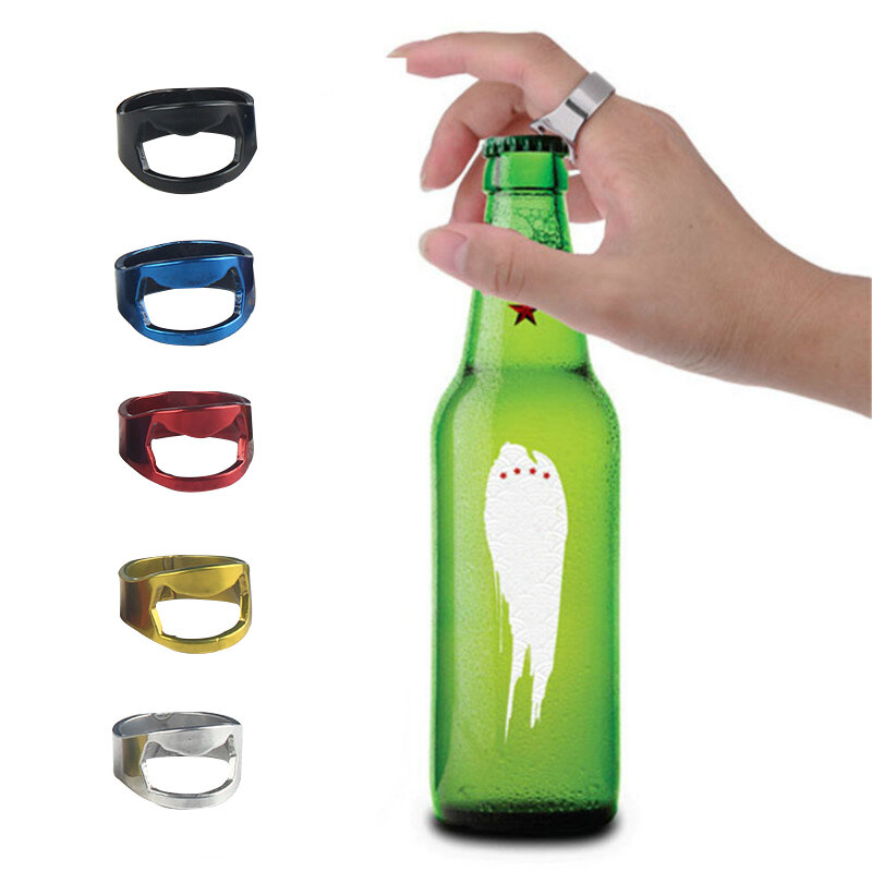 IPRee® 1 Pcs 22mm Corkscrew Mini Bottle Opener Stainless Steel Finger Ring Can Opener Home Outdoor Kitchen Gadgets