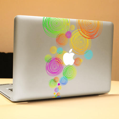 Image of PAG Farbiger Ring Dekorative Laptop Aufkleber Abnehmbare Luftblase geben Selbstklebende Haut Aufkleber