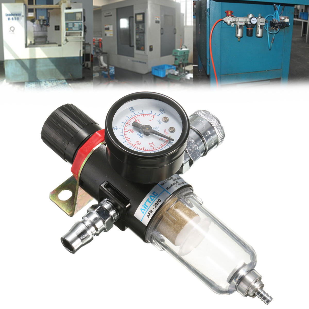 AFR-2000 1/4" Air Compressor Filter Water Separator Trap Tools W Regulator 