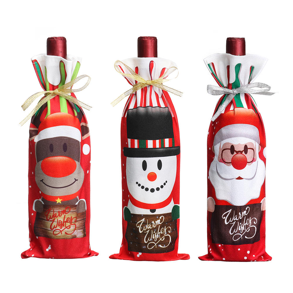 Image of Santa Christmas Candy Taschen Weinstrumpf-Flasche Carrier Geschenk Weihnachten Verpackung Tasche Dekoration
