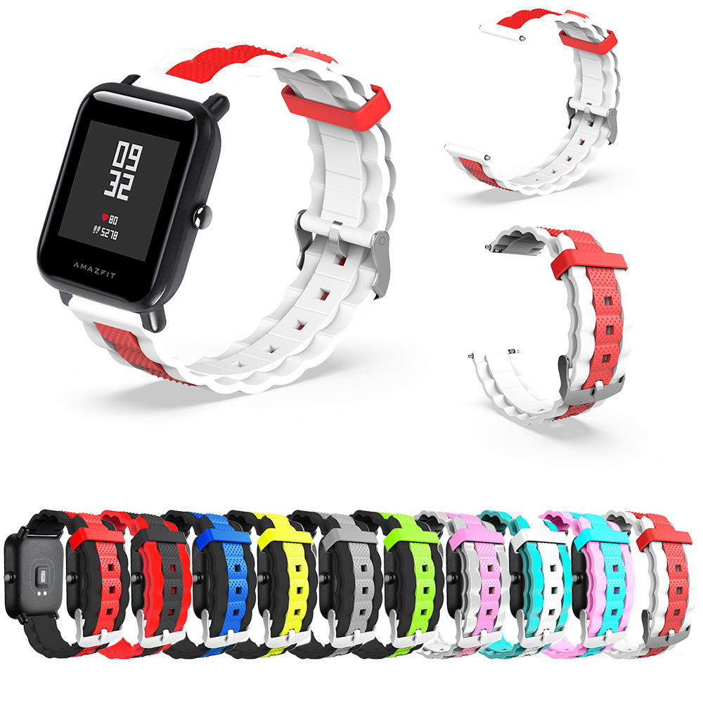 20mm Drie-kleuren Golven Vorm Horlogeband Band Vervanging voor Xiaomi AMAZFIT Bip Tempo Youth Niet-o