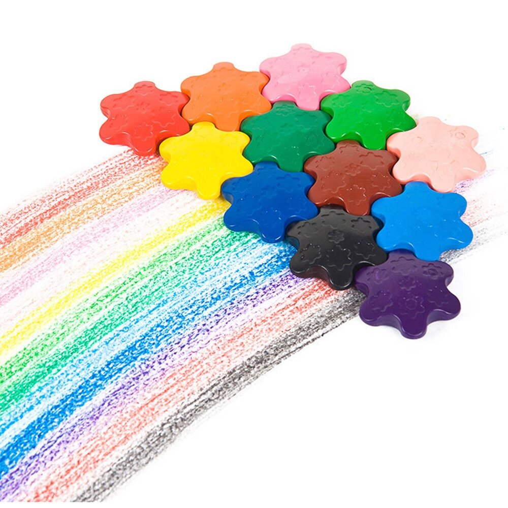 12 Colors Snowflake Shape Crayon Children Drawing Crayon Non-Toxic Art Supplies Gifts