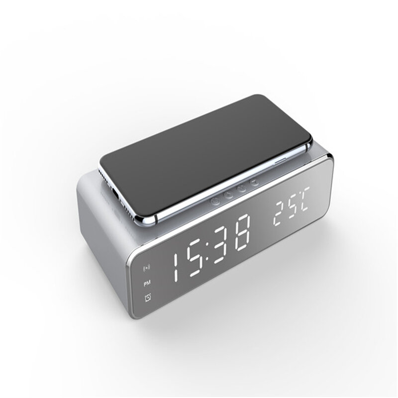 Bakeey LED電気目覚まし時計ワイヤレス充電器デスクトップHDデジタル表示温度計時計