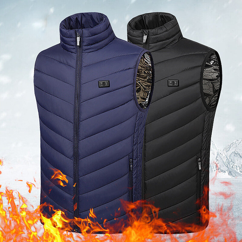 

TENGOO® 11 Areas Heated Vest Men Electric USB HeatingJacket Thermal Clothing Winter Skiing Cycling Clothing