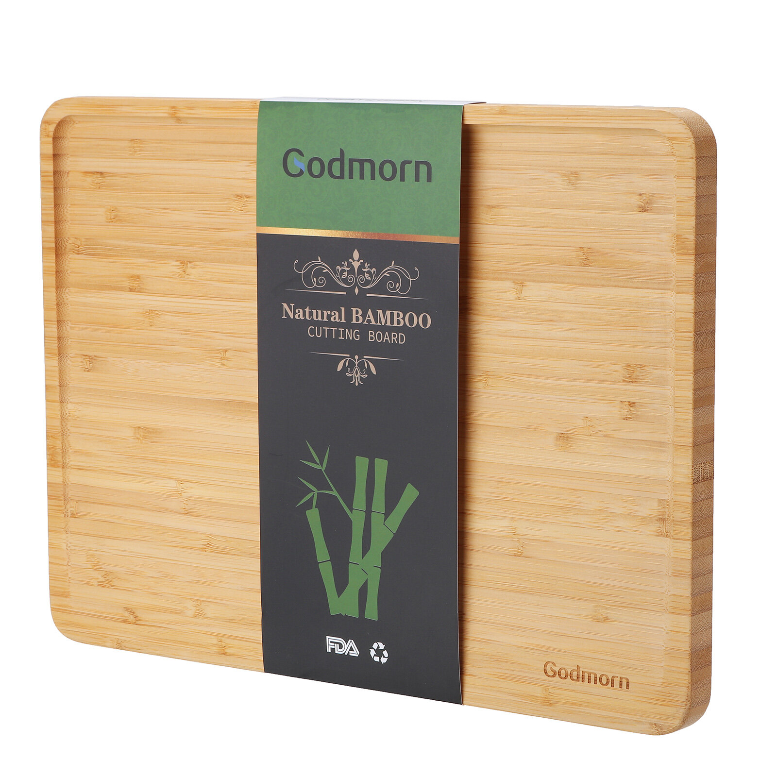 Godmorn Bamboo Chopping Board 40*30*1.9CM Large Wood Board for Kitchen 93% Usable Area