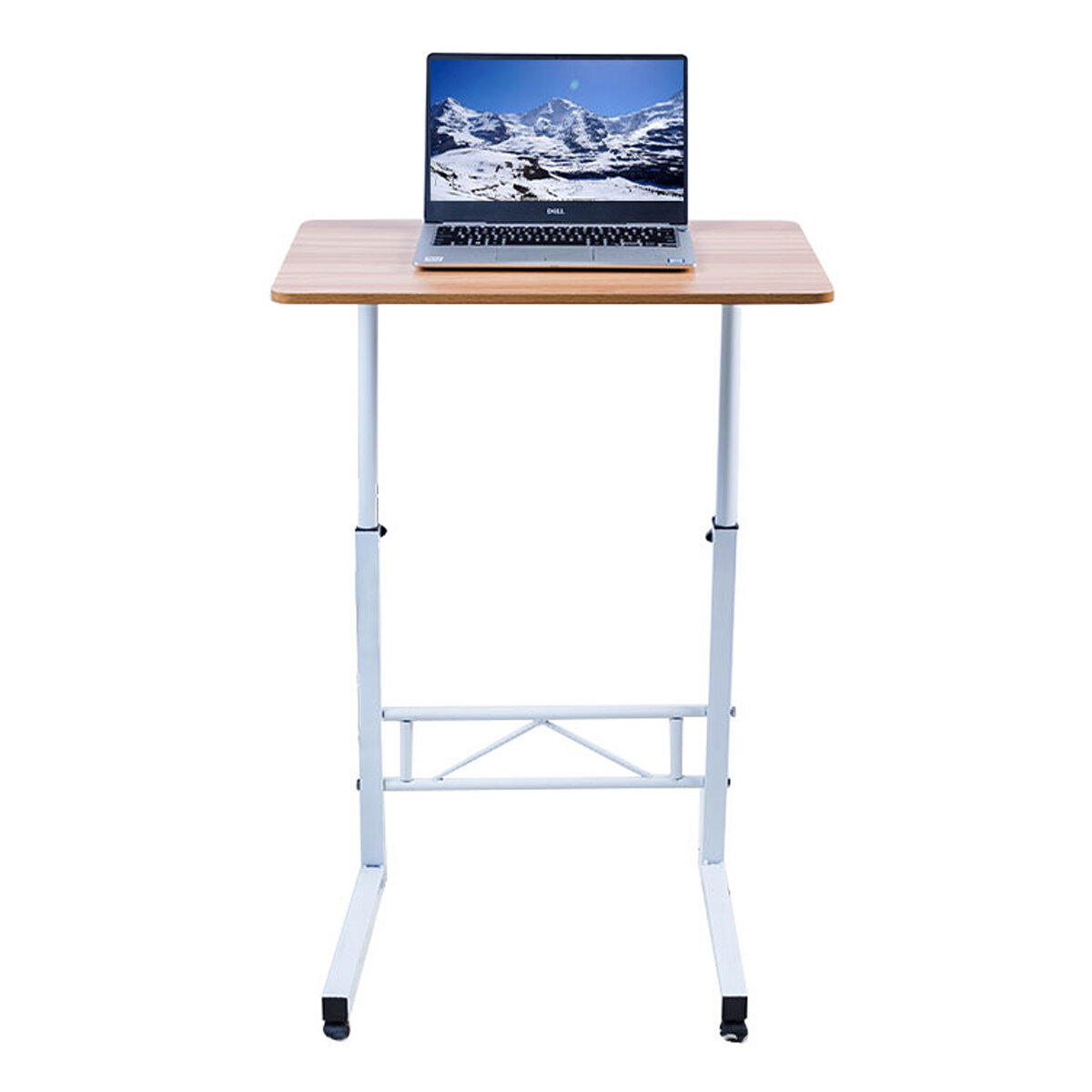Wooden Movable Adjustable Height Macbook Laptop Desk Table with Universal Wheel