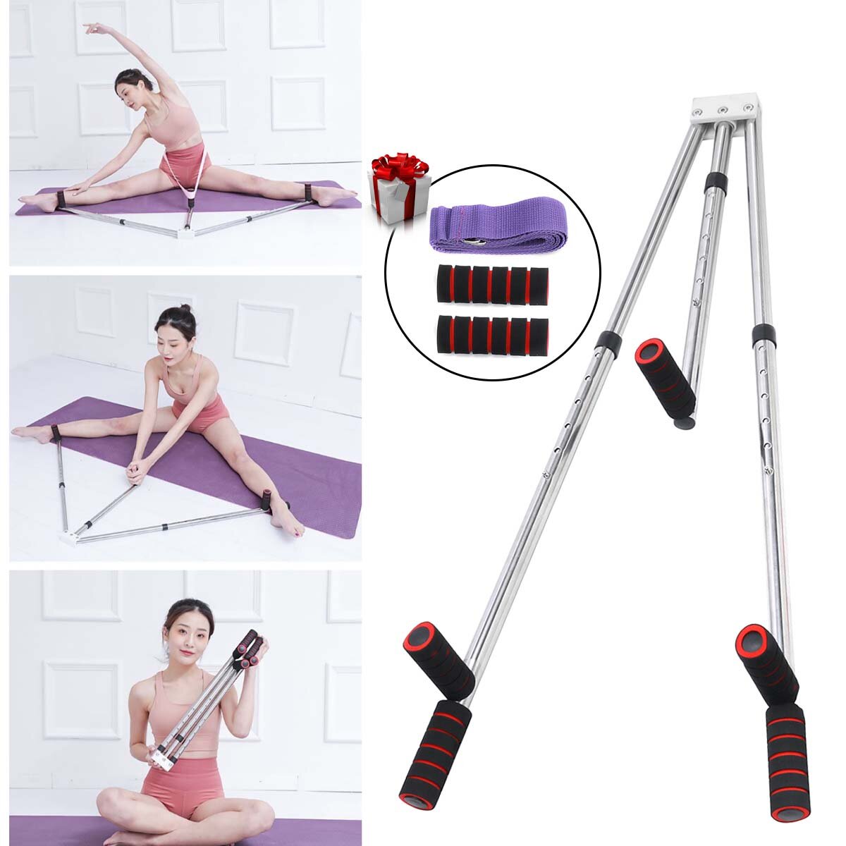 6-Level Adjustable Leg Stretcher Extension Training Flexibility With Yoga Rope