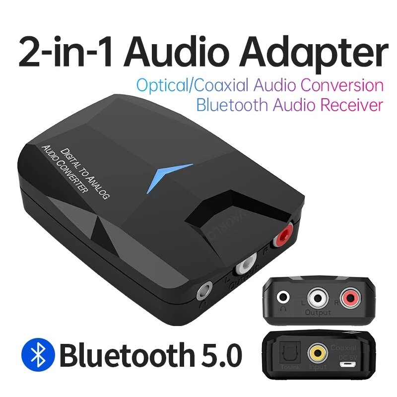 Bakeey DAC Digital to Analog Converter bluetooth 5.0 Audio Receiver 3.5mm AUX RCA Stereo Optical Coa