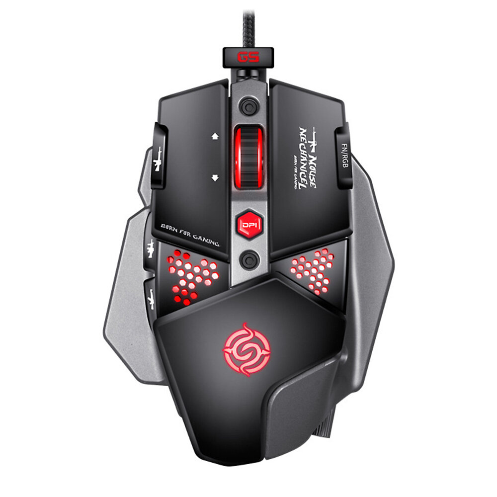 K-Snake G9 Wired Gaming Mouse 8 Macro Programming Buttons 6-Gear Adjustable 800-6400DPI RGB Backlit Mouse for PC Laptop