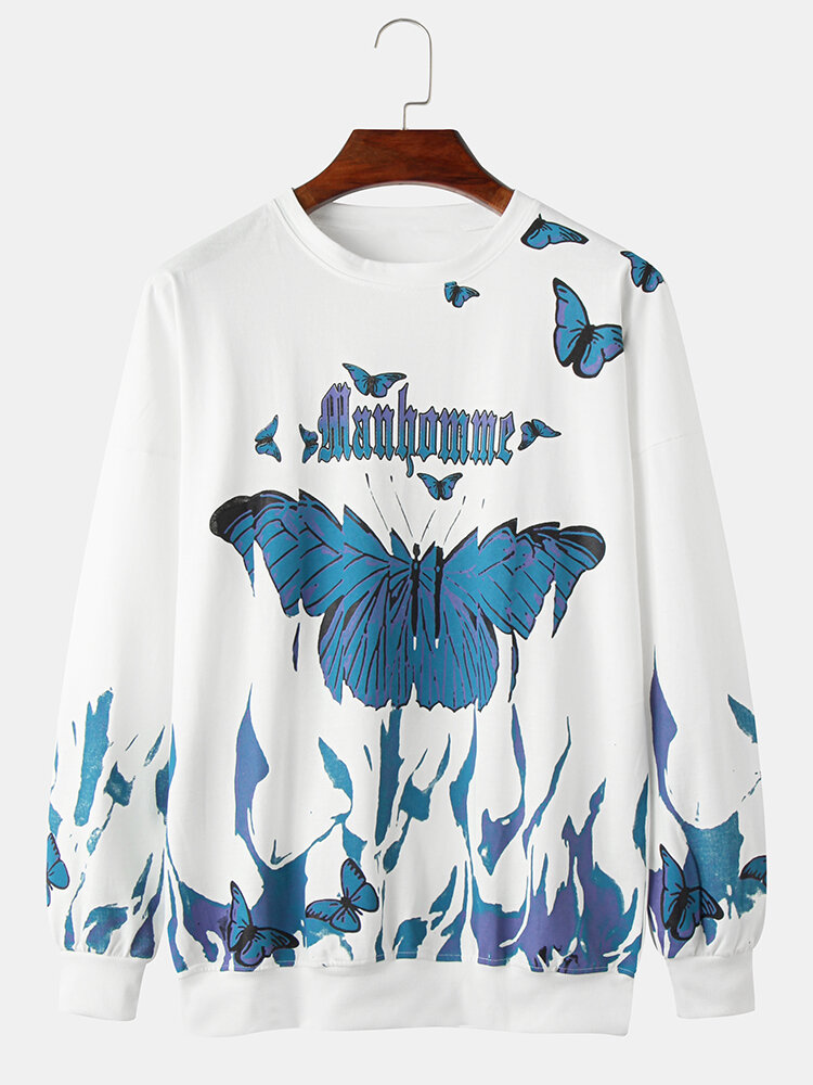 Herenontwerp Vlinderprint Pullover Casual sweatshirts met lange mouwen