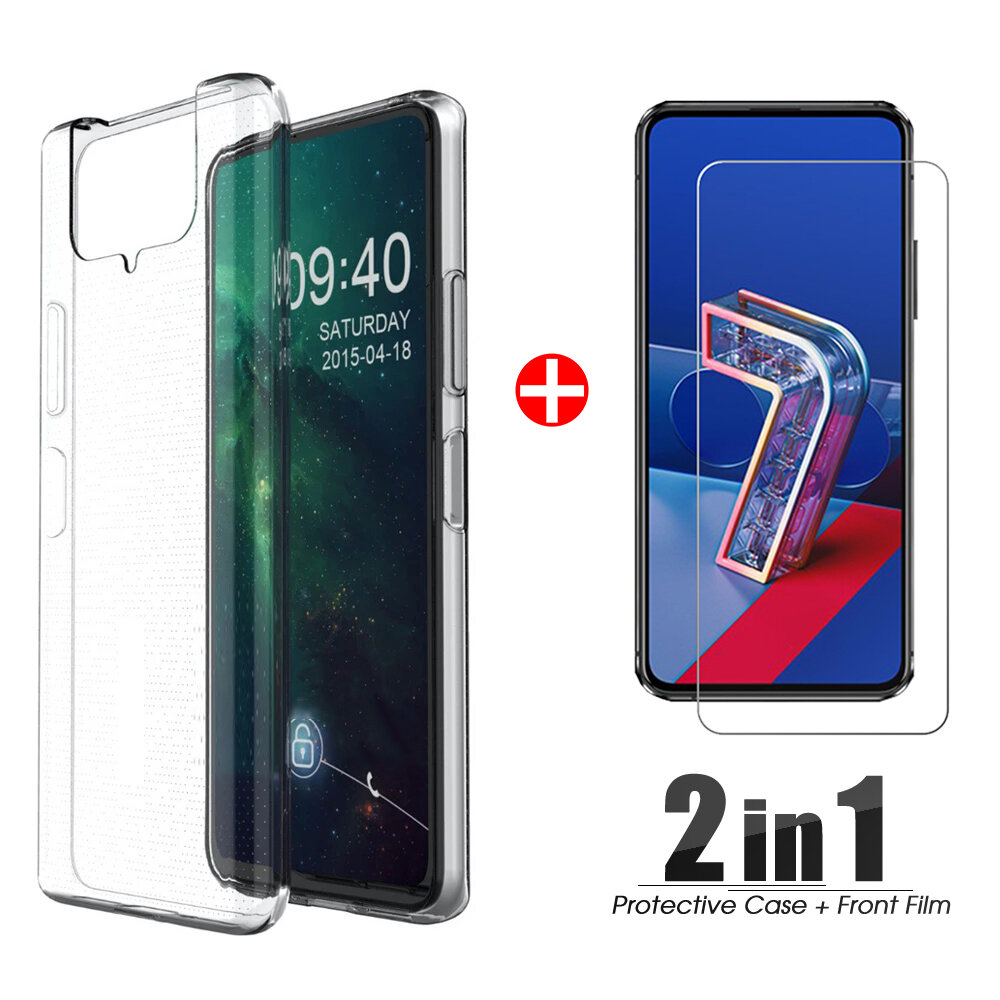

Bakeey for ASUS ZenFone 7 ZS670KS 5G Accessories Set Transparent Ultra-Thin Non-Yellow Soft TPU Protective Case + 9H Ant