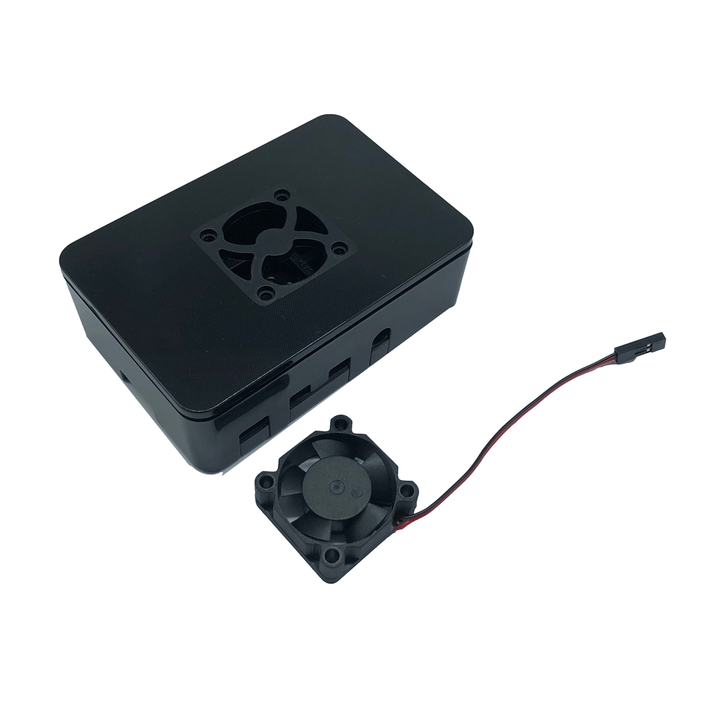 93 x 62 x 30MM Black ABS Protective Shell Box + Cooling Fan for Raspberry Pi 4BModule
