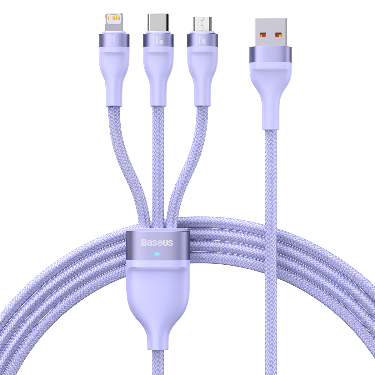 Baseus 3-In-1 USB-C/Micro USB/Apple Port Cable Fast Charging Data Transmission Cord Line 1.2m long For iPhone 13 Pro Max