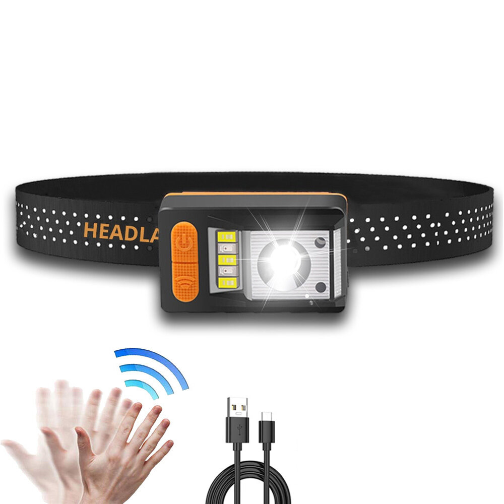 

XANES® XPG+LED Sensor Headlamp 7 Modes USB Type-C Rechargeable Fishing Flashlight Camping Cycling