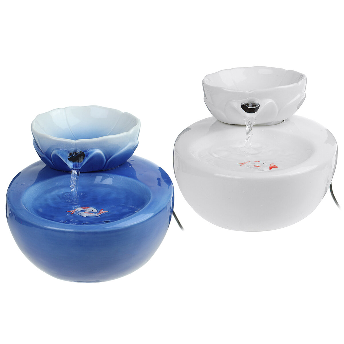 

2 in 1 USB Automatic Circulating Water Dispense Pet Fountain Ceramic Drinking Bowl Water Basin Drinker Circulating Water