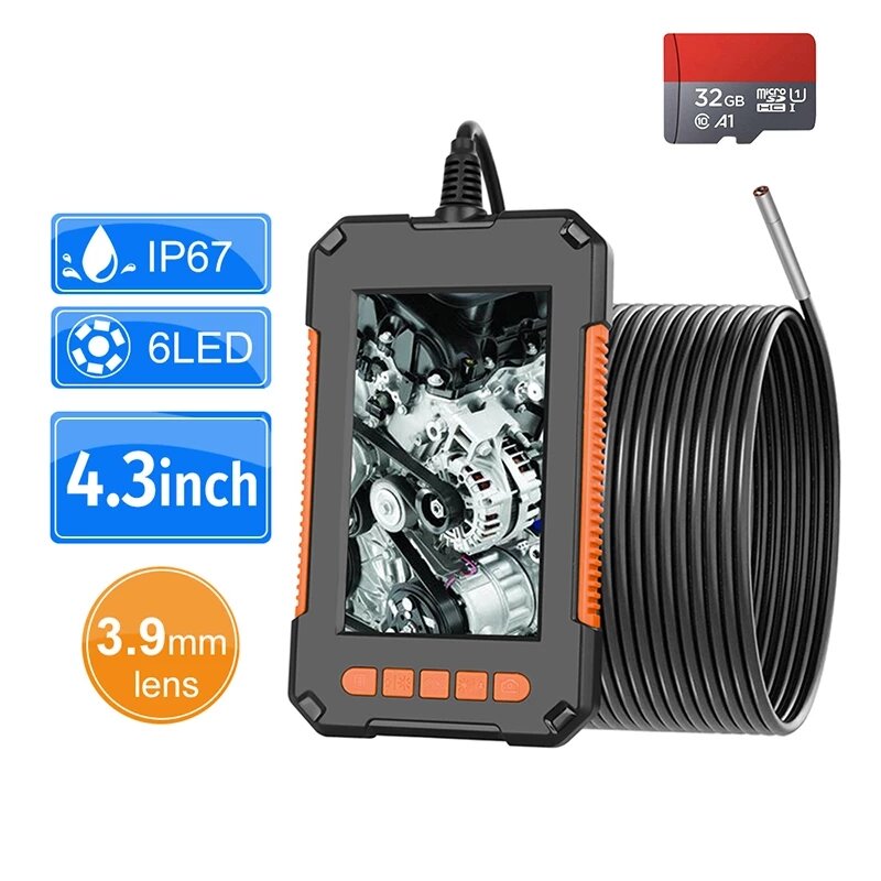

Bakeey P40 8mm Lens Inspection Camera Industrial Endoscopes IP67 Waterproof Borescope 4.3 Inch Screen Car Monitor For An