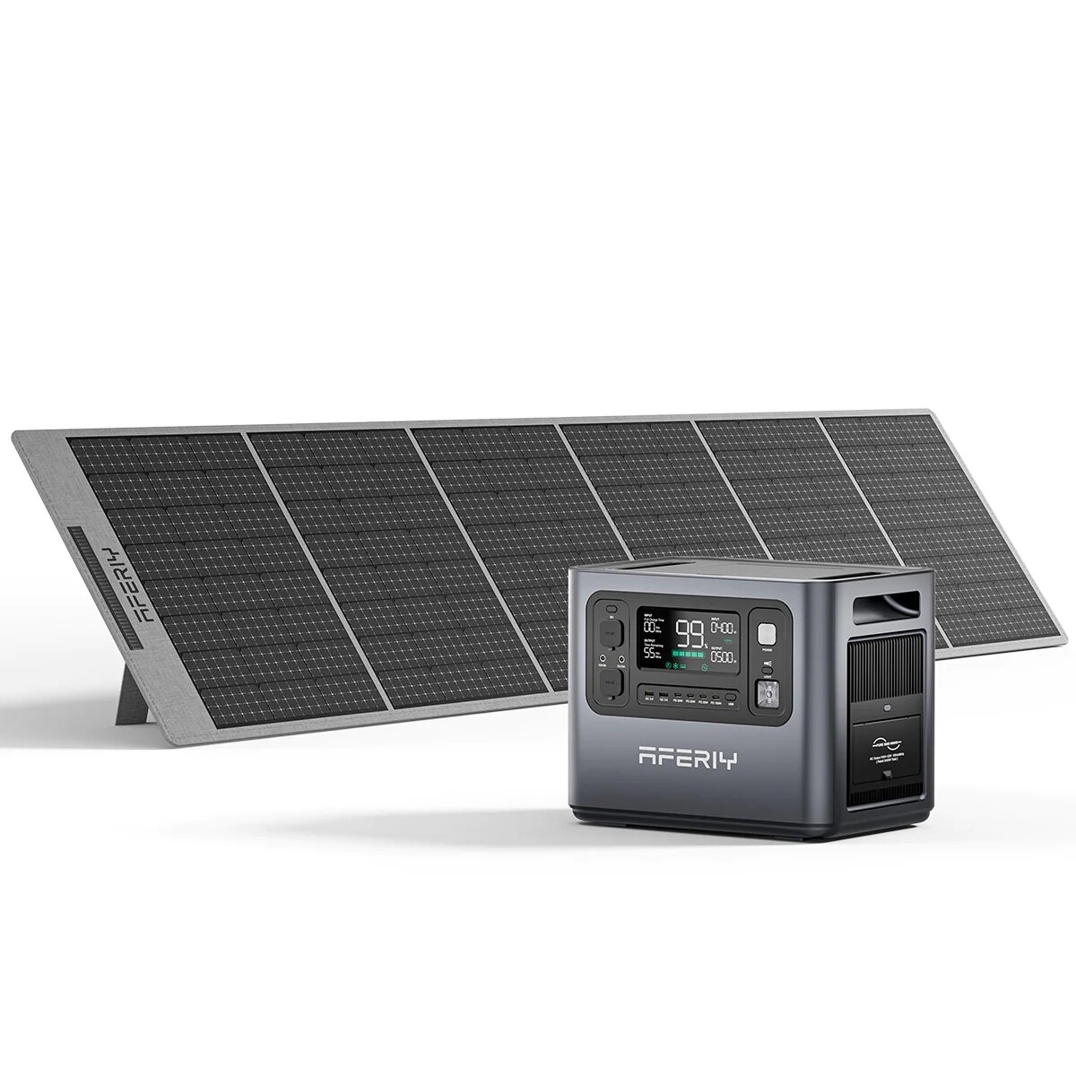 [EU Direct] Aferiy P210 2400W 2048Wh Estación de energía portátil +1 * S400 Panel solar de 400 W, Generador solar LiFePO4 UPS Onda sinusoidal pura para camping RV Hogar Emergencia Portátil de respaldo de energía
