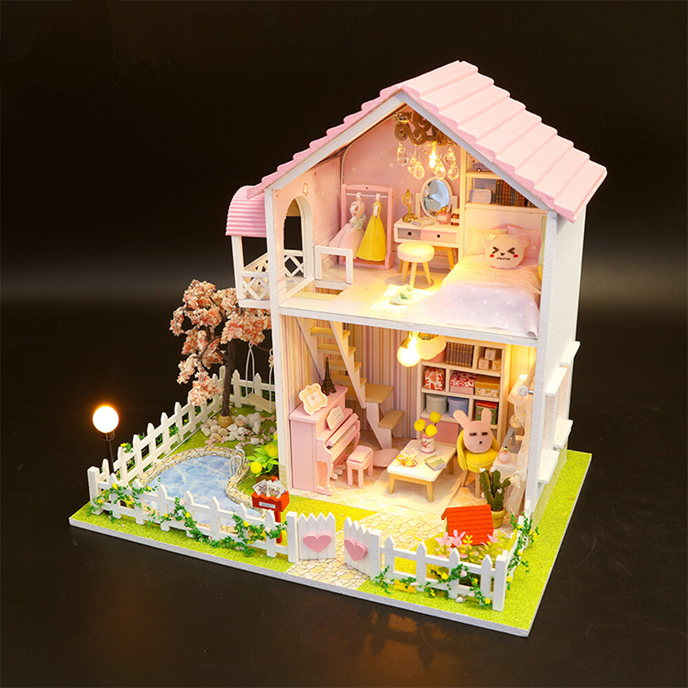 DIY Gemonteerd Cottage Love of Cherry Tree Doll House Kids Toys