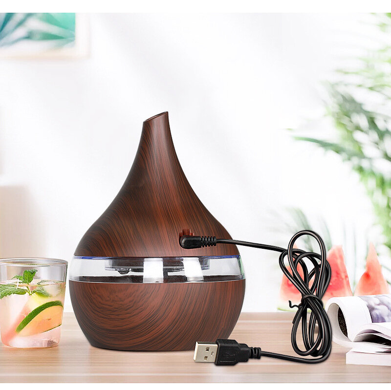 

300ml USB Electric Ultrasonic Air Humidifier Wood Grain Air Diffuser Essential Oil Aromatherapy Cool Mist Maker for Home
