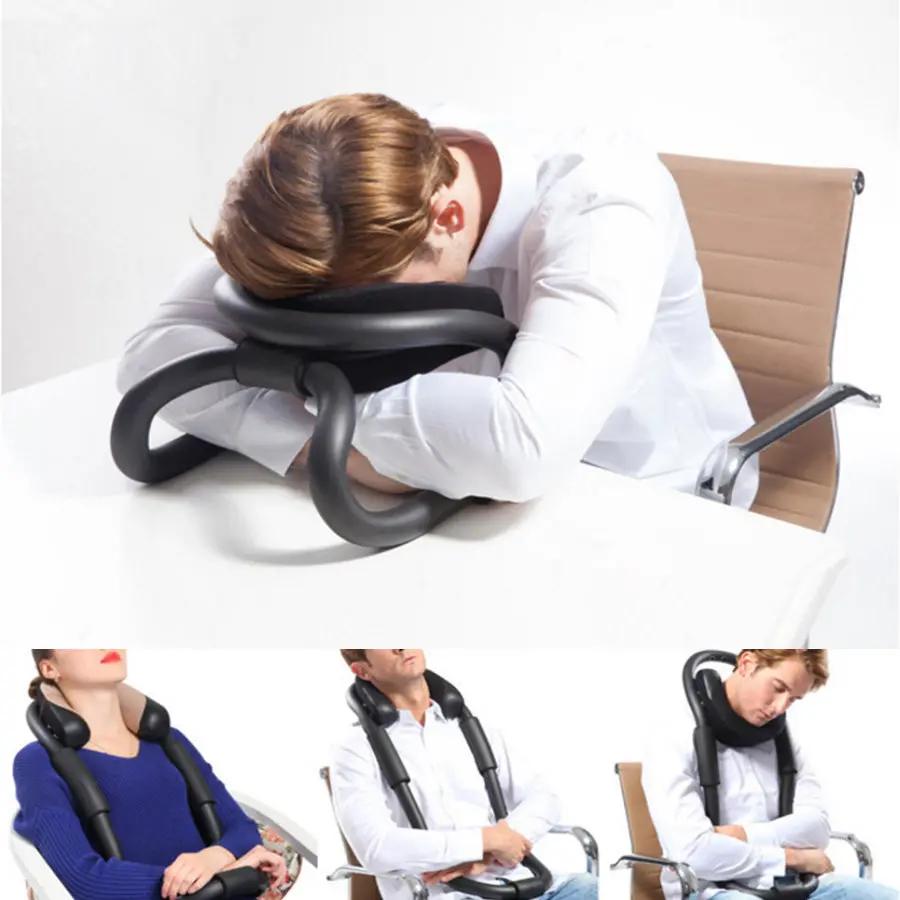 IdeaShow Black Neck Protecting U shaped Pillow Airplane Car Office Nap Pillow Travel Pillow