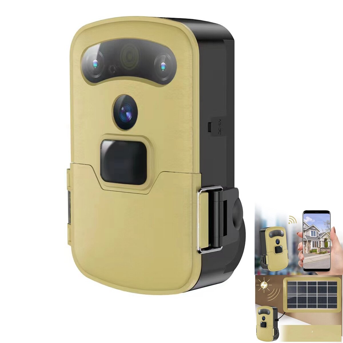 Solar Outdoor Trail Camera HD WIFI PIR Infrared Night Continuous Video Vision Motion Activated Hunting Trap Waterproof W