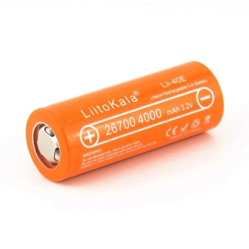 

LiitoKala Lii-40E Lifepo4 26700 3.2V 4000mah Rechargeable Battery Lithium Cell High Capacity 10A Rate Discharge Sheets