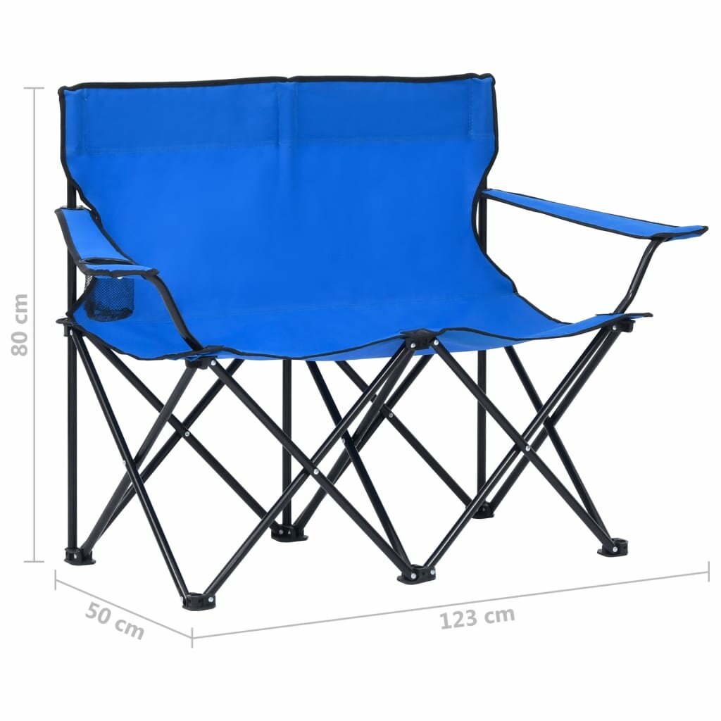 Cadeira de acampamento 2 pessoas dobrável cadeira de aço para acampamento ao ar livre caminhada viagem azul