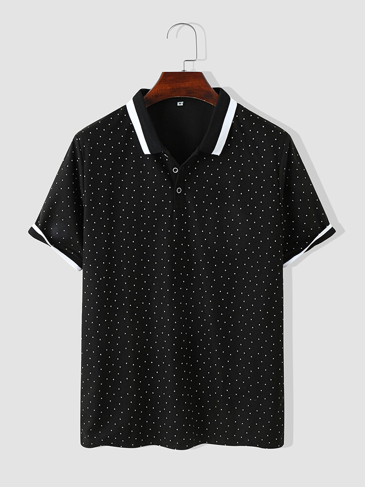 Men Polka Dots Business Short Sleeve Polos Shirts