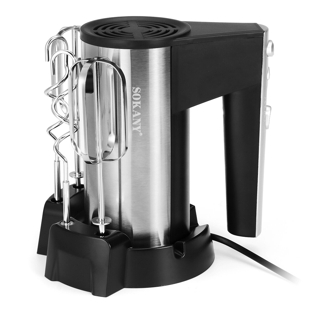 

SOKANY 300W EU Plug Kitchen Electric Hand Mixer with 5 Speeds Whisk with Egg Beater Dough Hook Low Noise