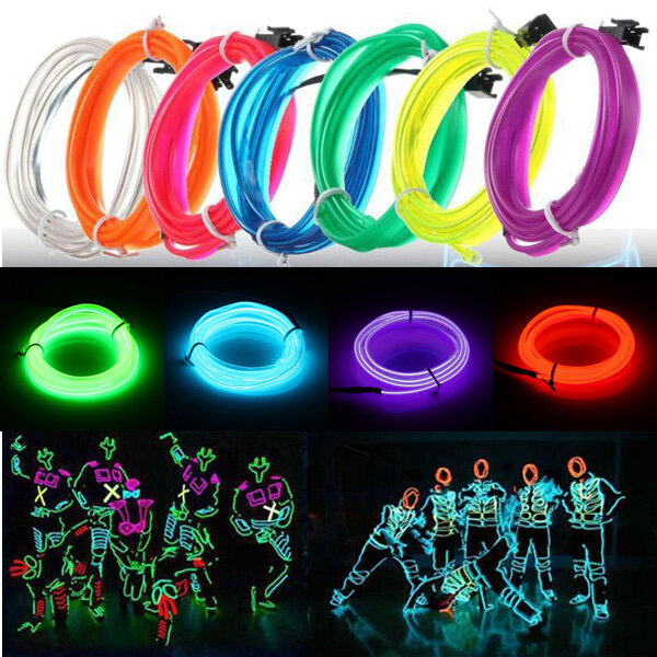3M Led Flexible EL Wire Neon Glow Light Rope Strip 12V For Christmas Holiday Party