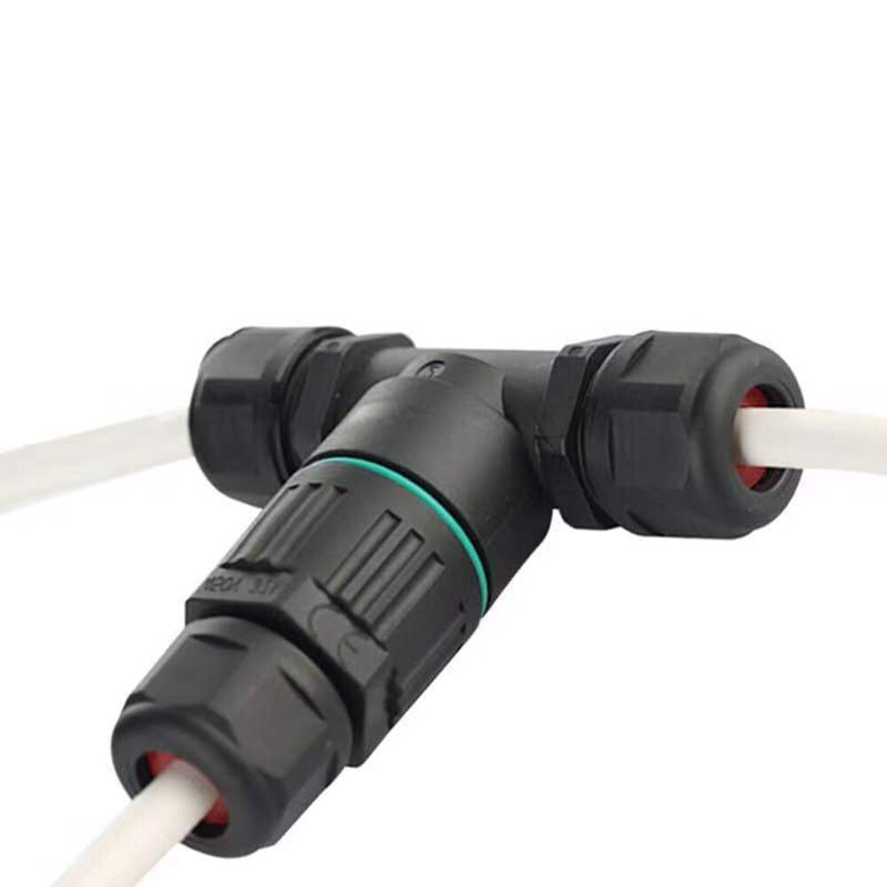 IP68 waterdichte T-vorm 3-pins kabeldraadconnector Snelschroefverbinding buitenaansluiting