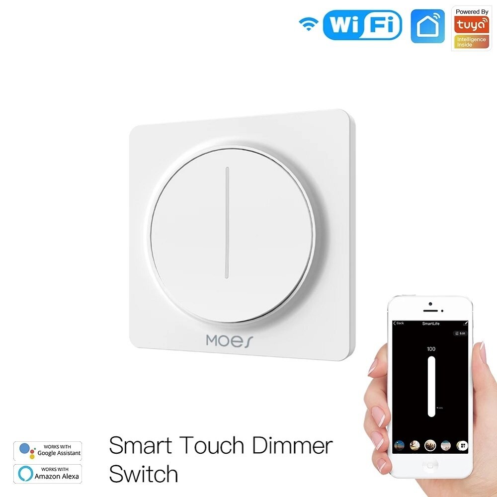 

MoesHouse WiFi Smart Touch Light Dimmer Switch Touch Timer Brightness Memory Smart Life/Tuya APP Remote Control Work wit