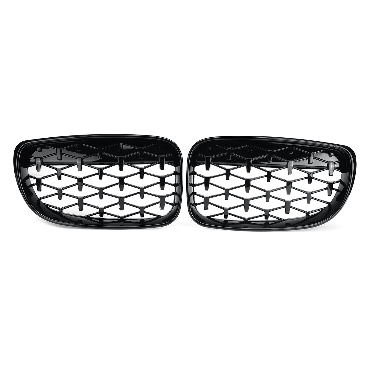 Paar Glanzende Zwarte Auto Front Nier Grill Roosters Diamant Stijl Voor BMW 1 Serie E81 E82 E87 E88 