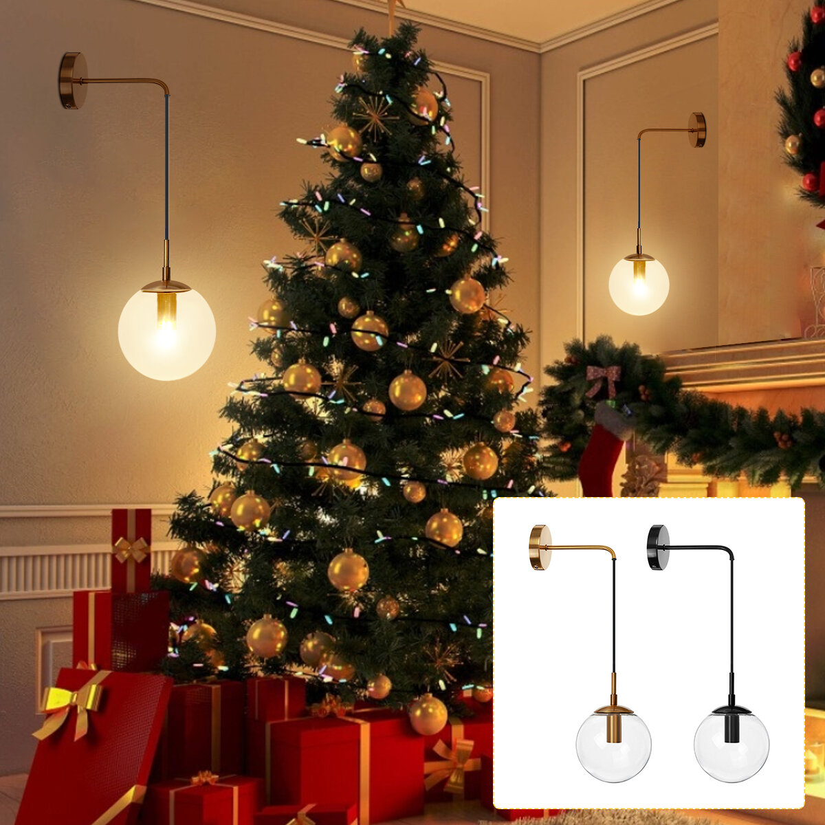 E14 Retro Adjustable LED Reading Lamp Wall Mounted Spotlight Bedside Night Light Christmas Decor