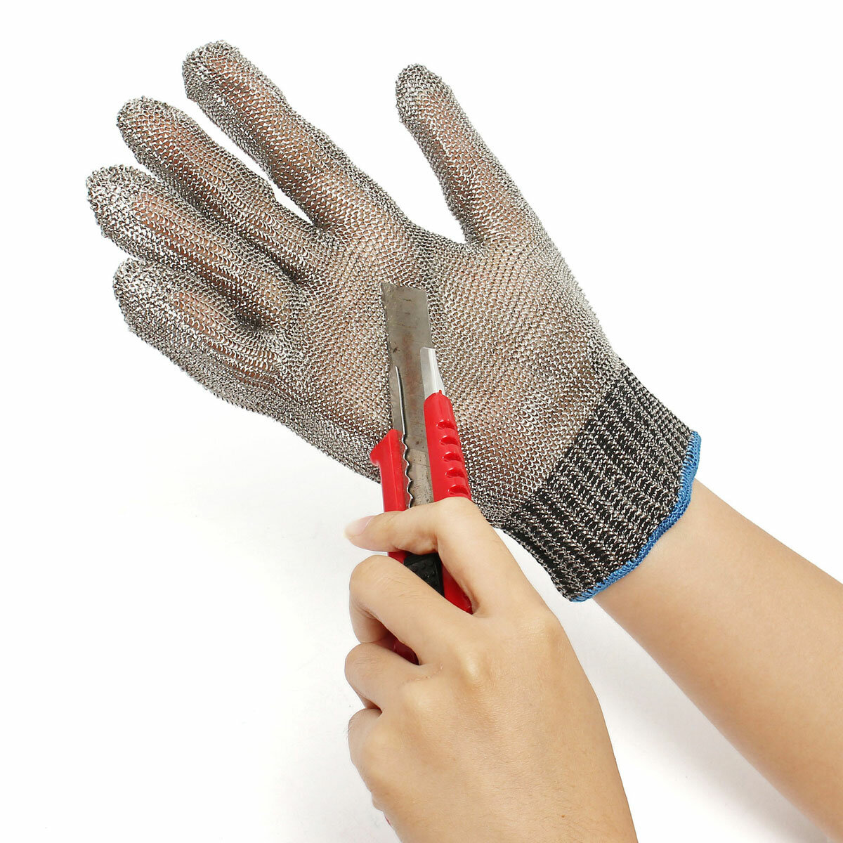

Safety Cut Proof Stab Resistant Stainless Steel Metal Mesh Butcher Gloves
