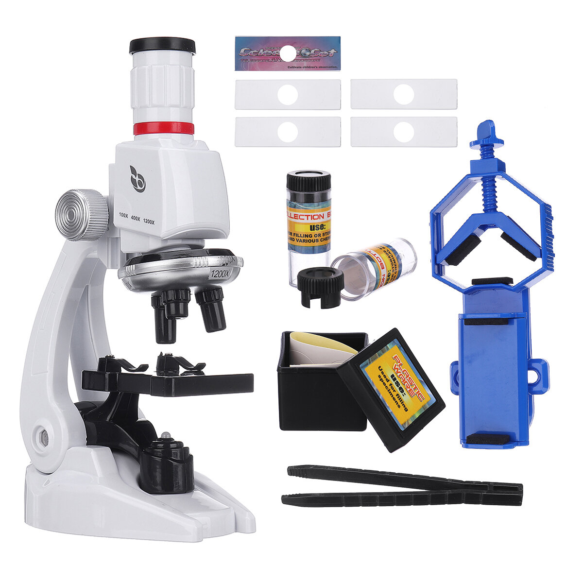 

Simulation Science Education Experiment HD 1200x Biological Microscope With Phone Holder Toy Children's Microscope Set