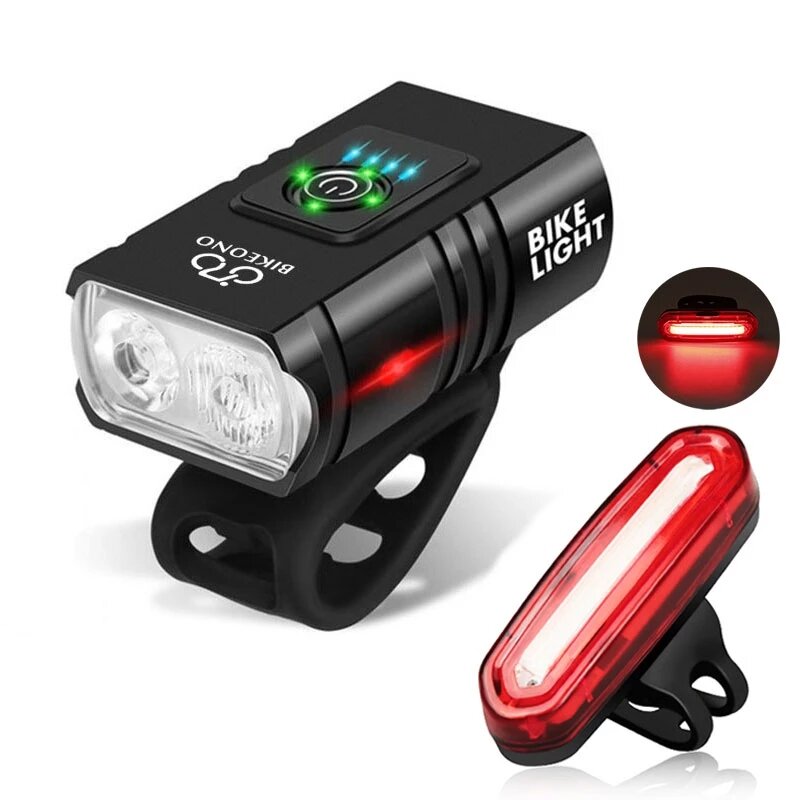 

Bike Light Set 1000LM Bright Bicycle Front Light with Smart Taillight, USB Rechargeable MTB Mountain Bicycle Headlight F