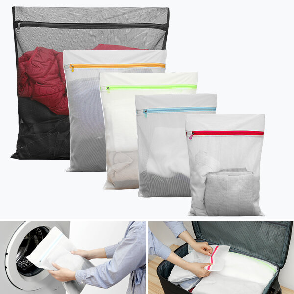 KC-LB460 5pcs Mesh Laundry Bags Travel Storage Packing Wash Clothes Pouch Luggage Organizer