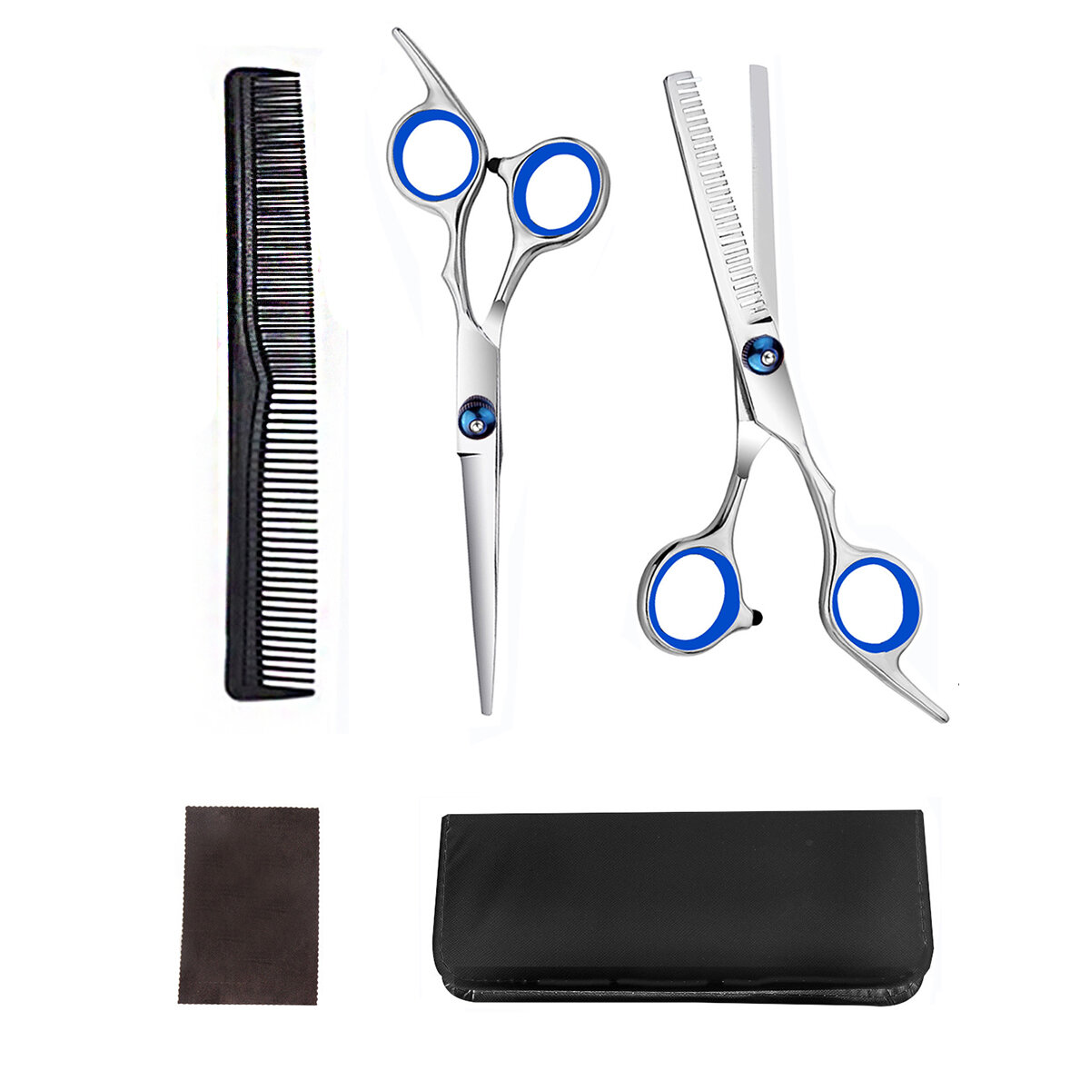 5pcs Professional Hairdressing Set 7'' Hair Scissors Barber Hair Cutting Thin Salon Set