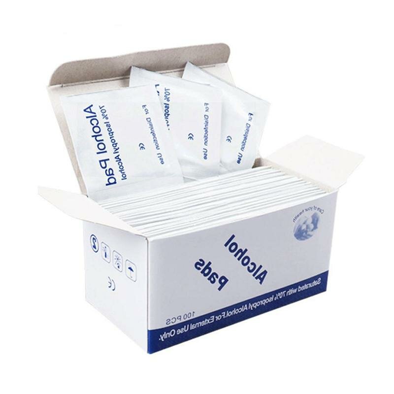 

100 Pcs 70% Alcohol Wet Wipe Disposable Disinfection Prep Swap Pad Antiseptic Skin Cleaning Cloths Health Care Jewelry M