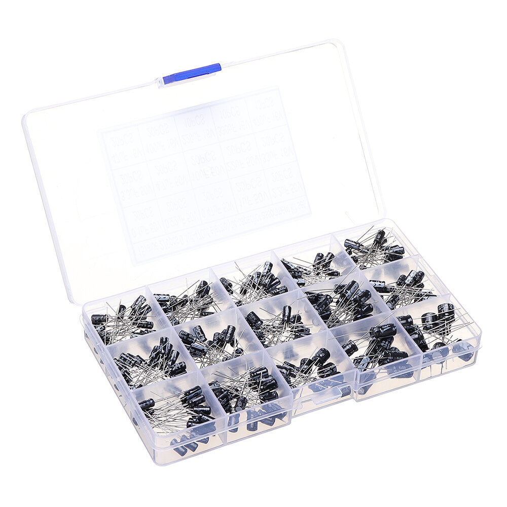 

270Pcs 15 Values Electrolytic Capacitor Assorted Kit 0.1uF 50V 470uF 16V Capacitors Assortment Box Kit